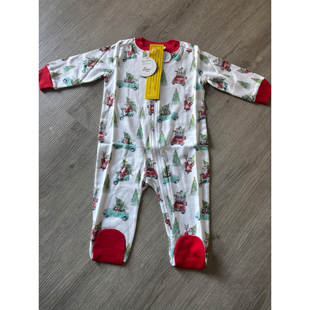 Baby club chic Santa is coming zipped Footy pajamas size 3-6 months NWT